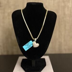 1.37ct VVSD Moissanite Heart & 21" Vermeil over 925 Box Chain